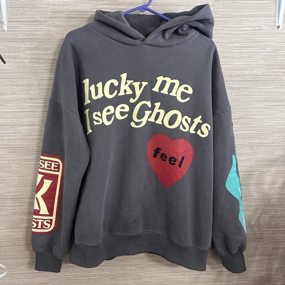 Lucky Me I See Ghosts Kanye West Kid Cudi Hoodie Camp Flog Gnaw Size Medium
